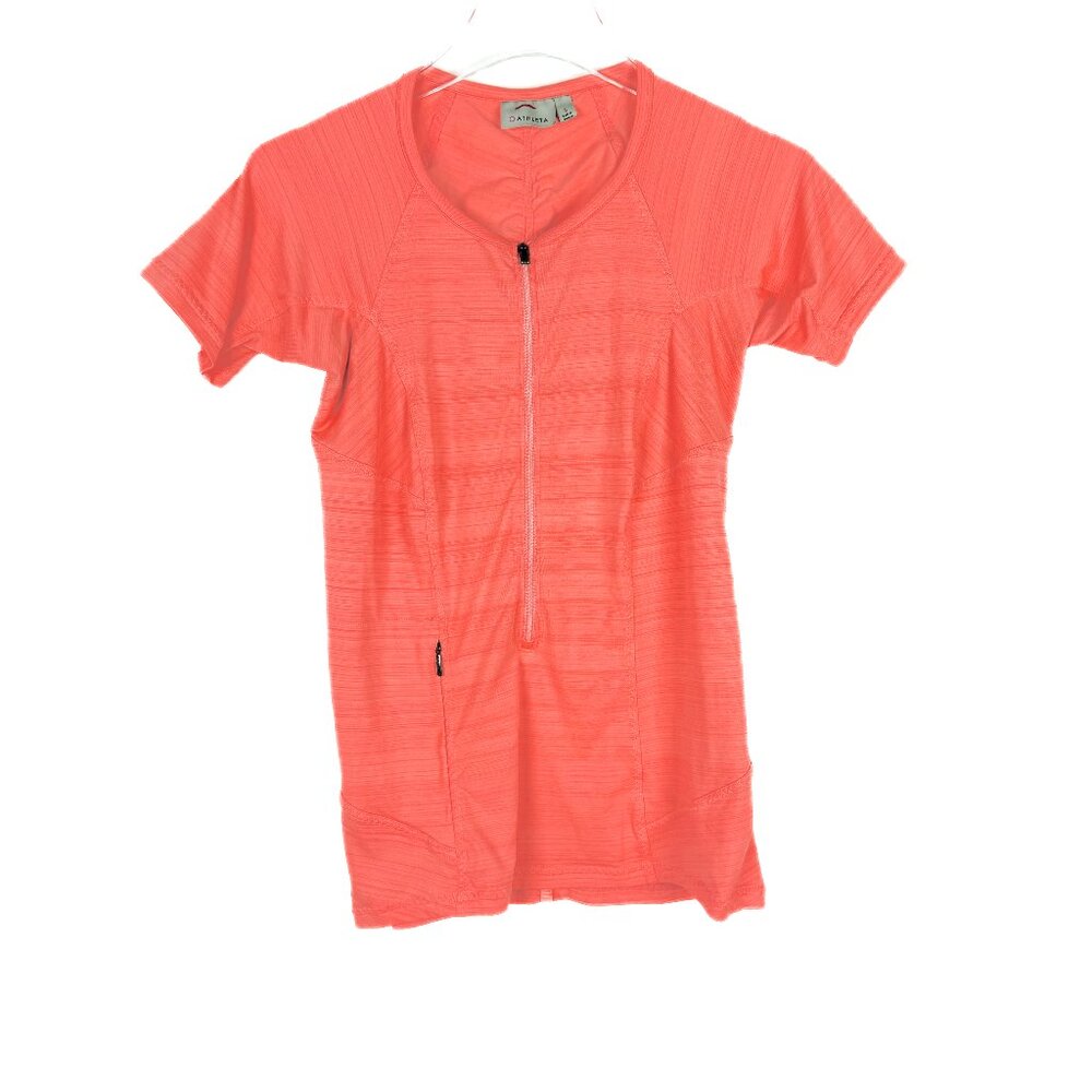 Athleta Pacifica 2.0 Short Sleeve Zip Pullover Top Orange Size Small S